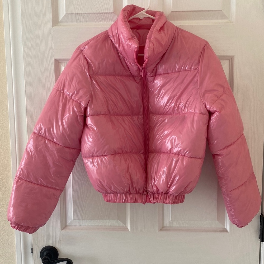 Cropped Pink Puffer Jacket